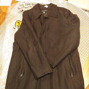 Cotton Twill Insulated Classy Coat - Size Large  - Color Brown